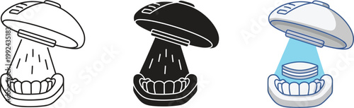 Dental whitening device icon teeth whitening treatment concept vector illustration for healthcare and cosmetic dentistry