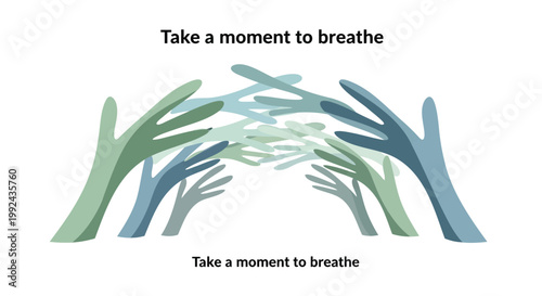 Hands forming arch, mindfulness concept, breathing illustration, relaxation symbol, vector graphic