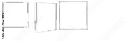 Transparent Square Glass Frame Mockup - Cadre en verre carré transparent - Transparenter quadratischer Glasrahmen - Marco de vidrio cuadrado transparente - Minimalist Clear Symmetrical Border Asset