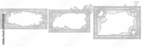 Shattered Glass Frame Border Mockup - Cadre en verre brisé - Zerbrochener Glasrahmen - Marco de vidrio destrozado - Explosive Fragmented Design Asset for High Impact Visual Art Composition