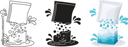 Set of three ice pack icons vector illustration of cooling gel pack for first aid and sports injury relief isolated on white