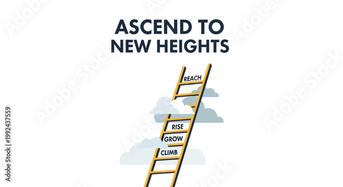Motivational ladder, growth concept, business success, achievement vector