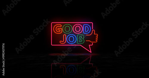 Good Job neon light 3d illustration