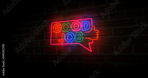 Good Job neon light 3d illustration