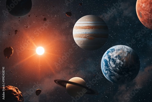 Exploration of Planets and Celestial Bodies in a Vast Space Scene