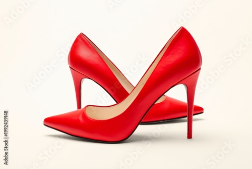 Red High Heels on Display for a Fashion Show or Personal Collection in a Bright Setting