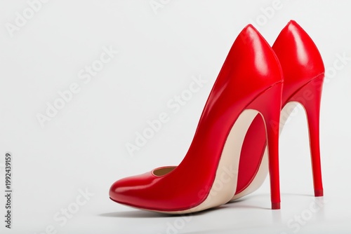 Red High Heels on Display for a Fashion Show or Personal Collection in a Bright Setting