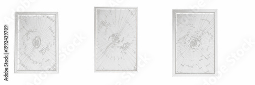 Quadro em tela Bullet Crack Glass Frame Isolated on Black Background - Fissure de balle cadre e