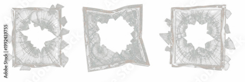 Fotografia Shattered Edges Glass Frame Isolated on Black Background - Bords brisés cadre en