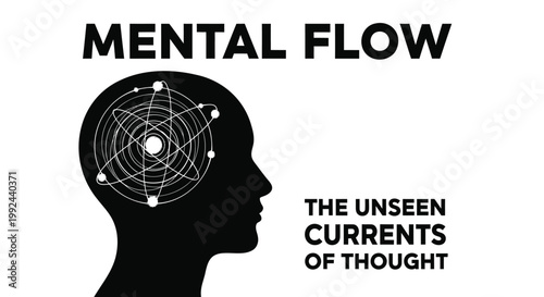 Mental flow, brain activity, thought process, mind concept, vector illustration