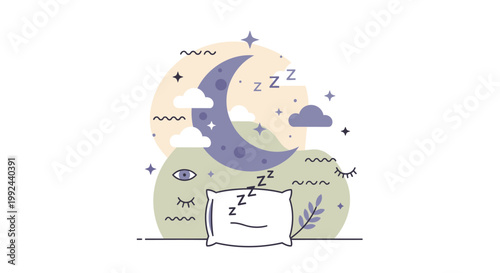 Sleep, dream, moon, night, illustration, zzz, insomnia, rest, vector icons