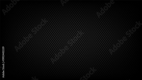 Seamless vector carbon fiber texture with dark gray geometric dotted pattern. Futuristic black metal and aluminum surface for automotive, space and modern high-tech digital background.