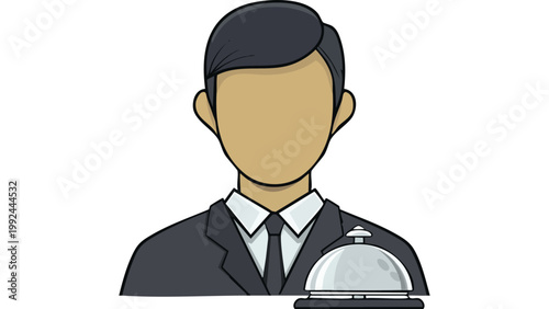 Male doctor wearing medical uniform represented in simple professional character illustration style vector