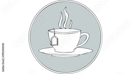 Hot tea cup with steam rising shown in minimal beverage illustration representing warm drink concept vector