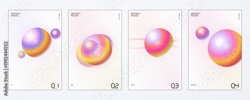 Abstract solar orange gradient blob poster set glass futuristic background vector template for modern wall art print cover and social media design.