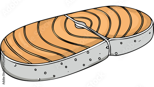 Grilled salmon fillet with visible sear marks presented as cooked fish dish in food illustration vector