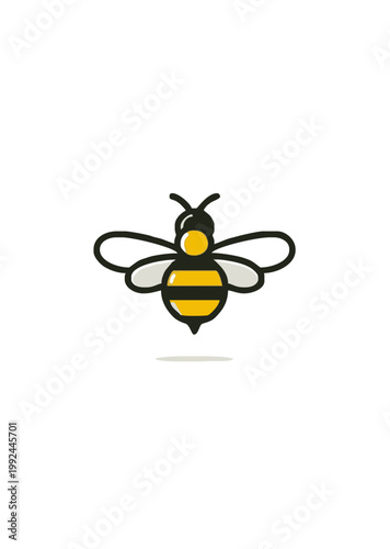 Flat bee icon front view in minimal style isolated on light background, modern vector illustration for branding, logo design and eco symbol concept