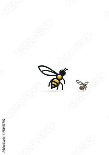 Set of stylized bee icons in flat minimal design isolated on light background, modern vector illustration for branding, mascot, logo and creative projects