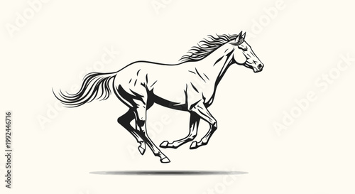 Dynamic horse racing vector illustration, professional jockeys competing on racetrack, equestrian sports competition with galloping horses and dust clouds