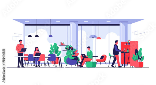 people working in a modern office space.