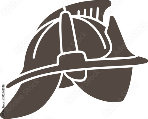 Professional Firefighter Helmet and Emergency Fire Safety Rescue Equipment Solid Illustration