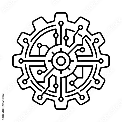 Abstract gear with circuit design on a light background for technology concepts
