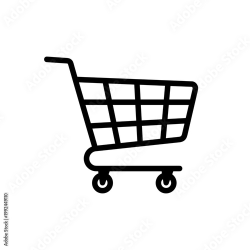 Shopping cart icon outline on white background
