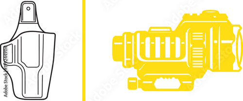 Tactical handgun holster and weapon light vector illustration isolated on white background