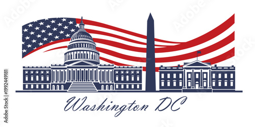 Capitol buiding, Monument and White House in Washington DC