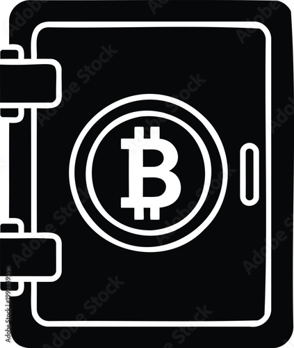 Bitcoin safe secure digital currency crypto asset illustration vector.