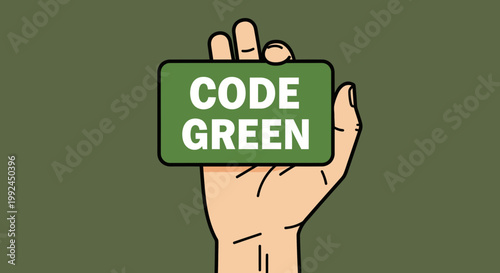Hand Holding Green Card With Code Green Text
