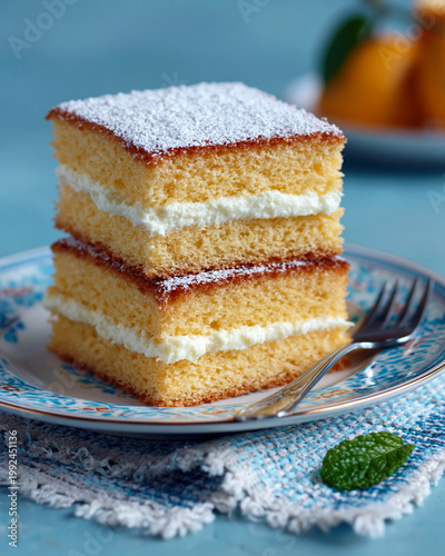 Homemade Sponge Cake on a Wooden Table