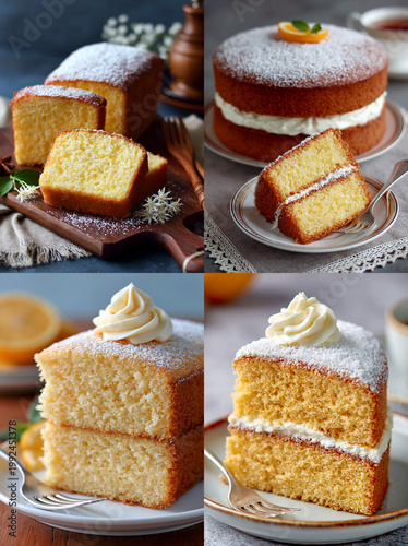 Homemade Sponge Cake on a Wooden Table