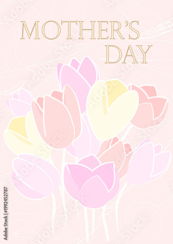 Mother’s Day Tulip Bouquet Poster with Handwritten Text Illustration