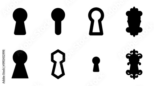 Set of various vintage keyhole silhouettes