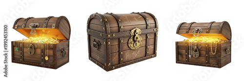 Cuadro en lienzo Antique Wooden Treasure Chest with Lock - Vintage Storage Box for Fantasy Concep
