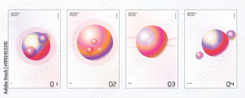 Abstract solar orange gradient shape poster set glass futuristic background vector template for modern wall art print cover and social media design.