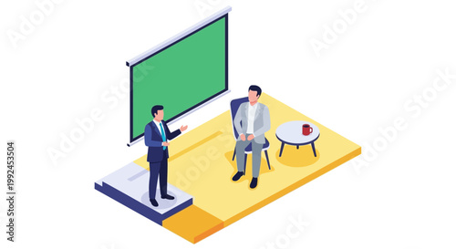 Two businessmen in a meeting room.