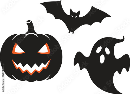 Cute Minimalist Halloween Decoration Vector Set