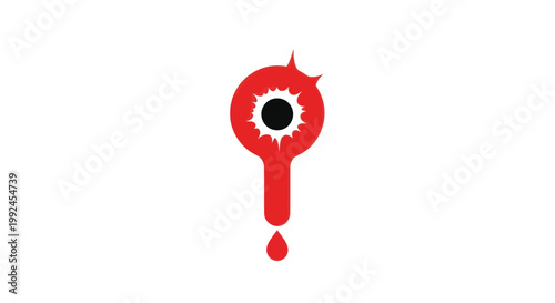 Abstract Red Eye Symbol with Dripping Blood on White Background