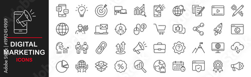 Tableau sur toile Digital Marketing web icons set