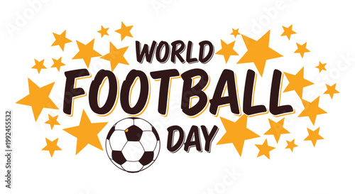 World football day celebration with stars and a soccer ball