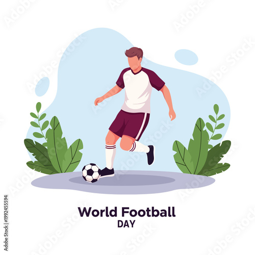 Soccer player in action celebrating world football day