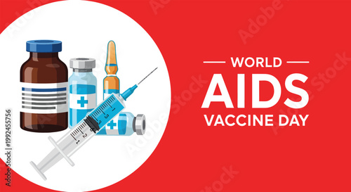World aids day awareness vaccines medicine and prevention illustration