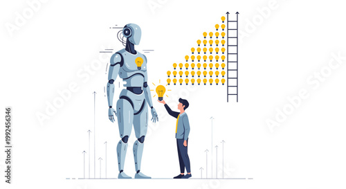 Robot, artificial intelligence, business concept, futuristic illustration, technology