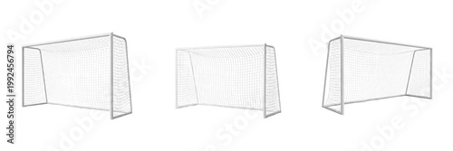 Photos Football goalpost white metal soccer goal Portería But de football Fußballtor pr