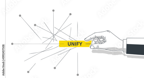 Robot hand connecting network, unify concept, technology vector, innovation design element