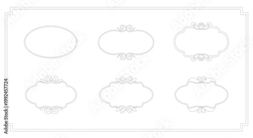 A vintage collection of hand drawn doodle illustrations featuring birds, speech bubbles, and weather icons in a retro vector frame design with decorative art borders and pattern elements