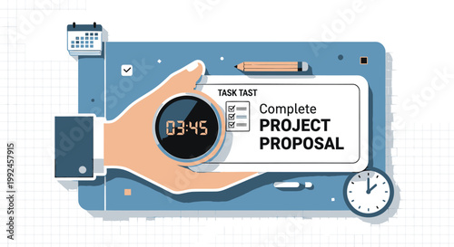 Business project proposal, task management, time planning, workflow optimization, vector illustration