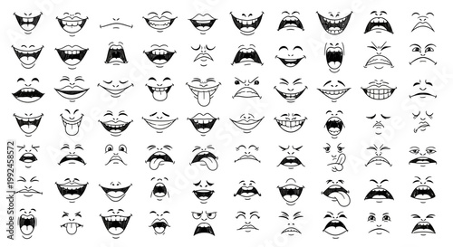 40 Facial Hair Icons, Beard and Mustache Vector Set, Black Silhouettes, Grooming Symbols, Barber Shop Illustrations